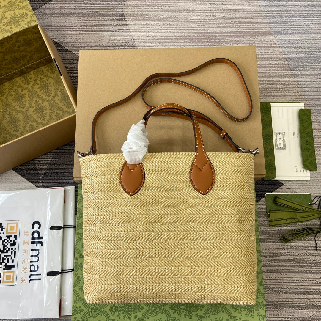 SMALL 35 STRAW-EFFECT TOTE BROWN MIX BEIGE mysite