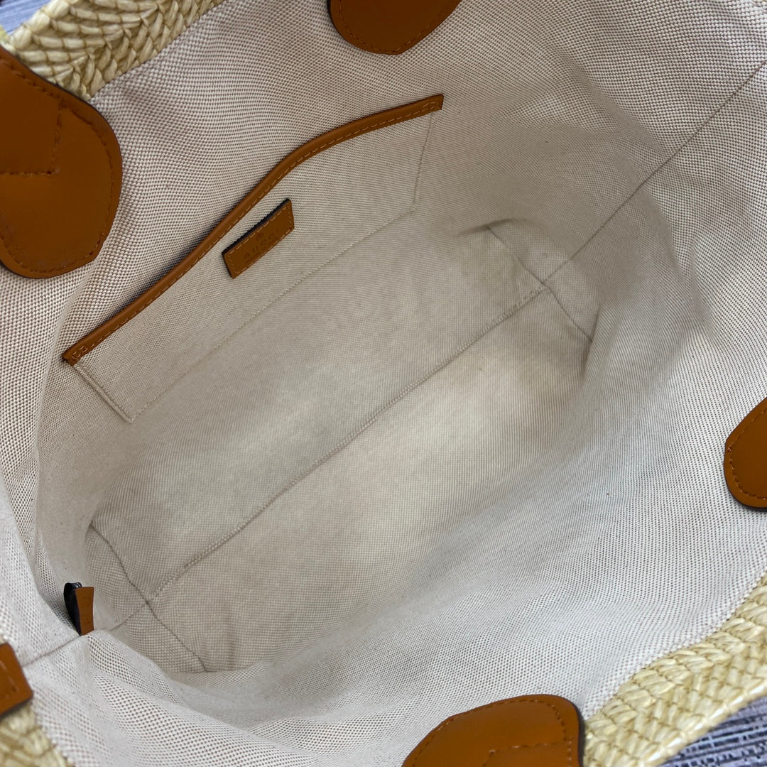 SMALL 35 STRAW-EFFECT TOTE BROWN MIX BEIGE mysite