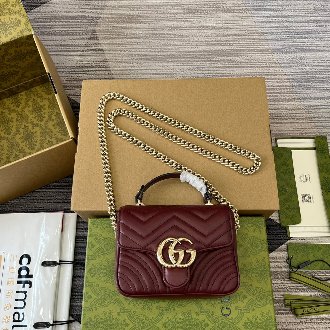 GG MARMONT 13 MINI TOP HANDLE BAG ROSSO ANCORA RED CALFSKIN mysite