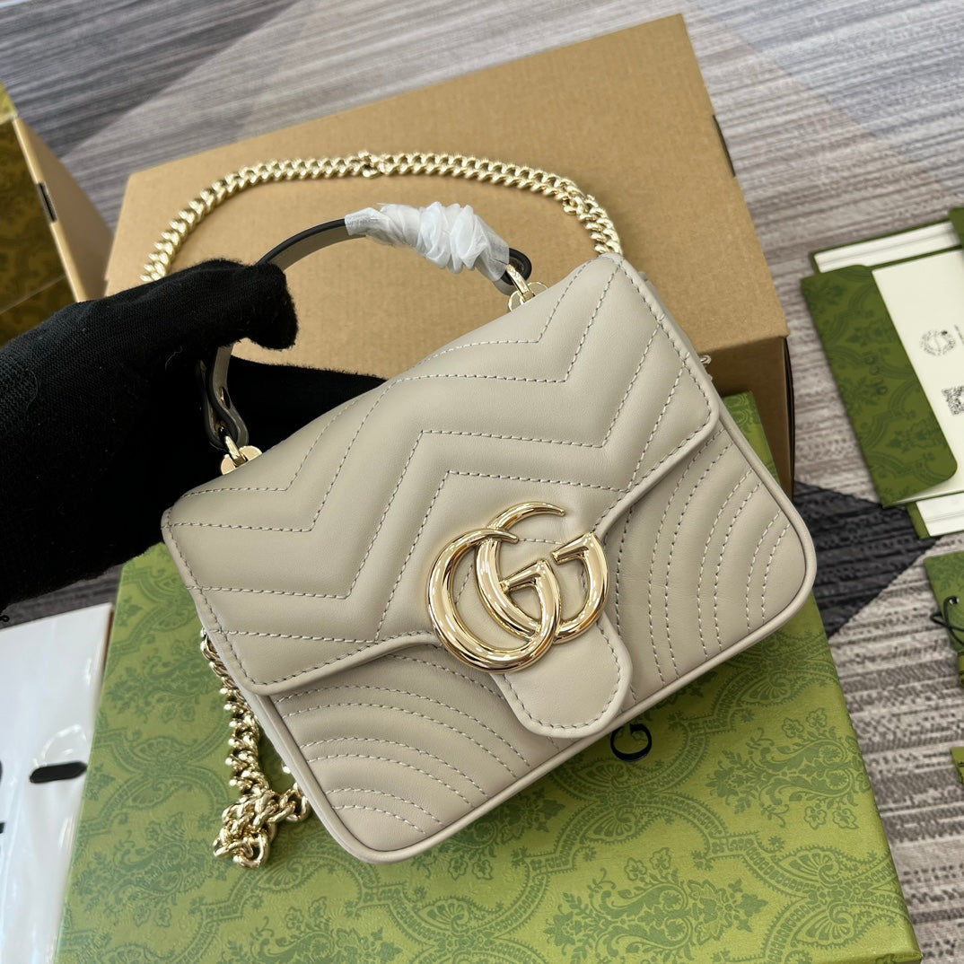 GG MARMONT 13 MINI TOP HANDLE BAG WHITE CALFSKIN mysite