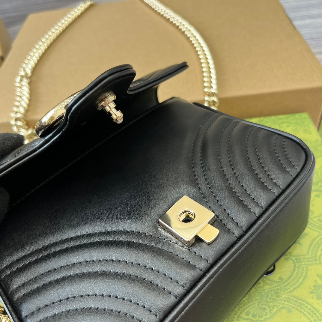 GG MARMONT 13 MINI TOP HANDLE BAG BLACK CALFSKIN mysite