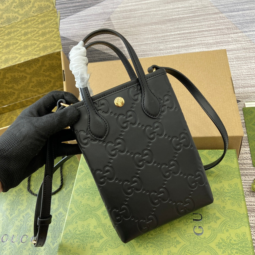 GG 20 SUPER MINI BAG WITH STRAP IN BLACK CALFSKIN mysite