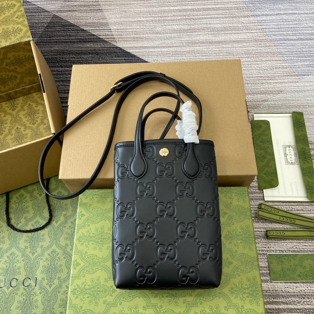 GG 20 SUPER MINI BAG WITH STRAP IN BLACK CALFSKIN mysite