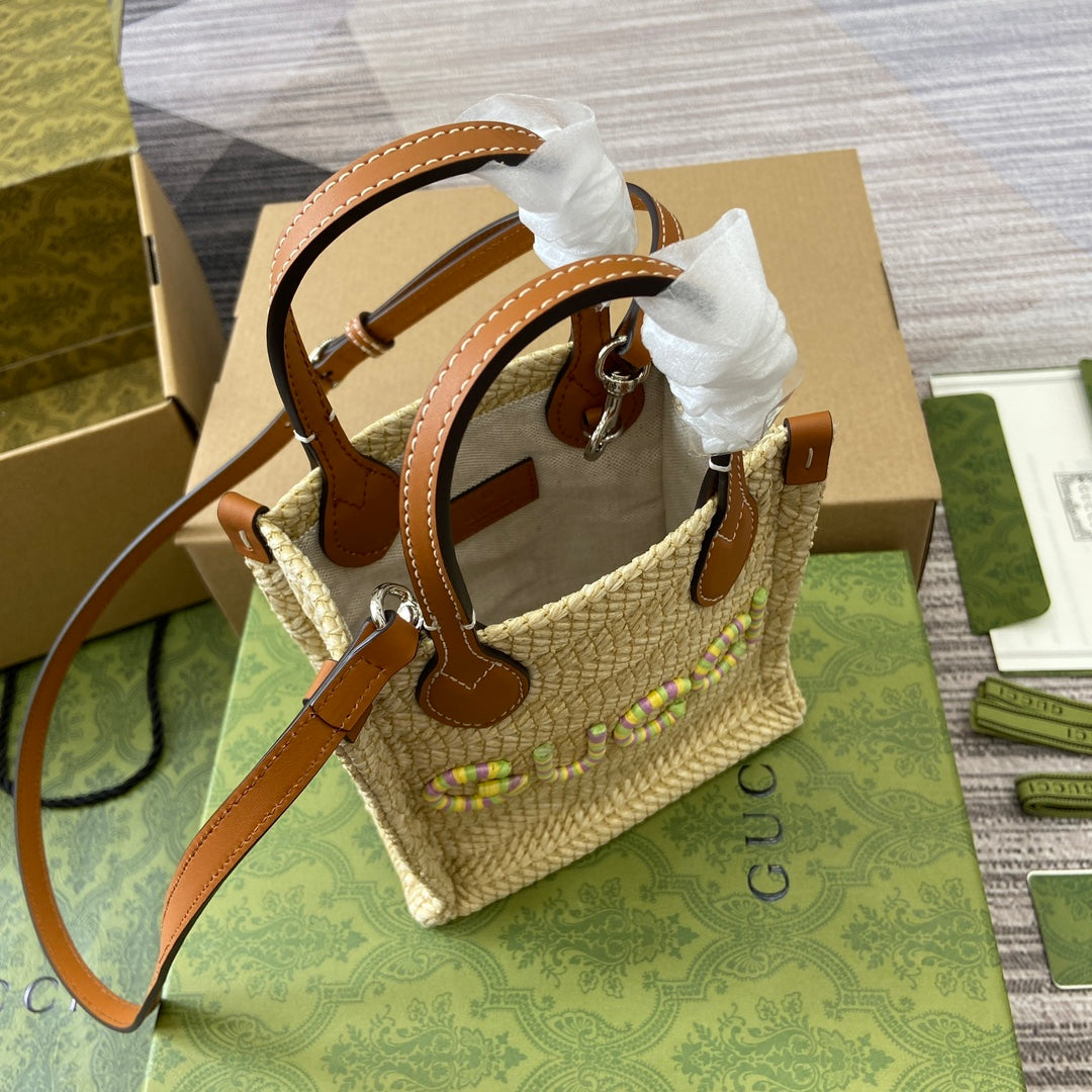 MINI 18 LOGO RAFFIA TOTE BAG mysite