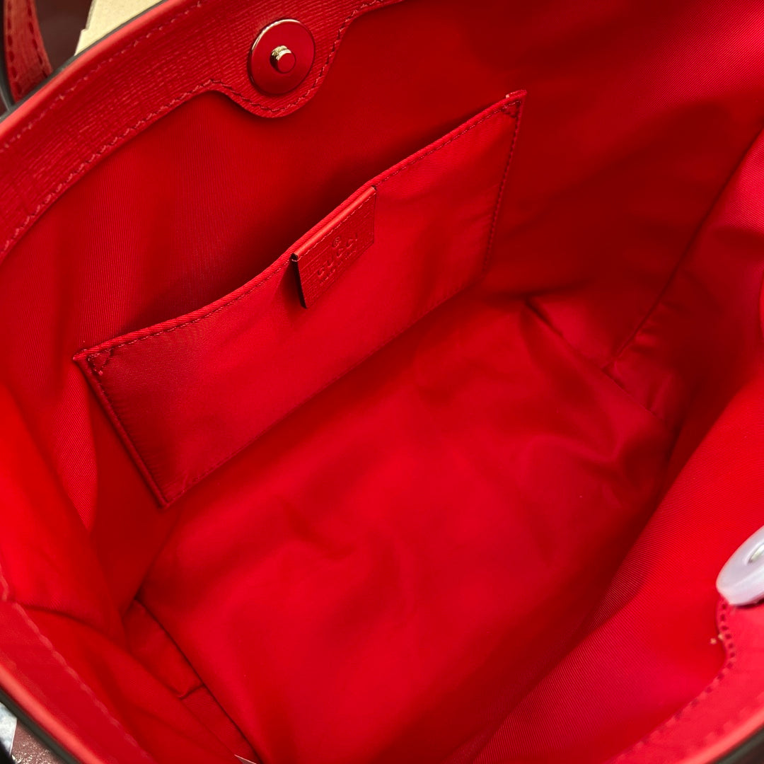 GG Tote Bag 21cm Beige Red Leather Canvas 339642 mysite