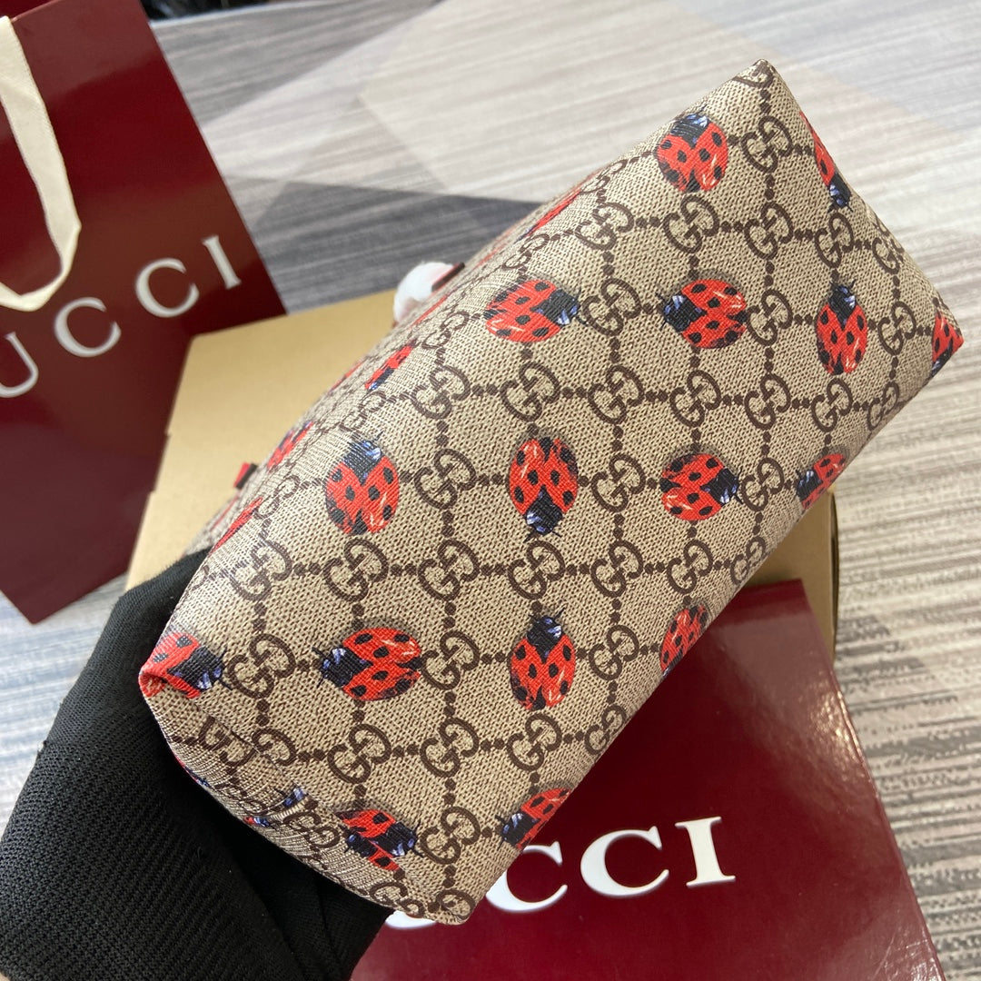 GG Tote Bag 21cm Beige Red Leather Canvas 339642 mysite