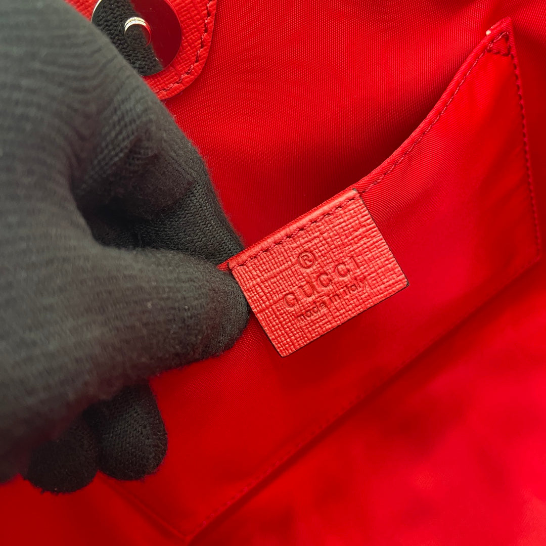 GG Tote Bag 21cm Beige Red Leather Canvas 339642 mysite