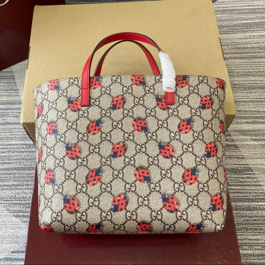 GG Tote Bag 21cm Beige Red Leather Canvas 339642 mysite