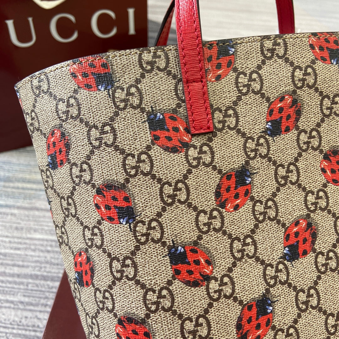 GG Tote Bag 21cm Beige Red Leather Canvas 339642 mysite