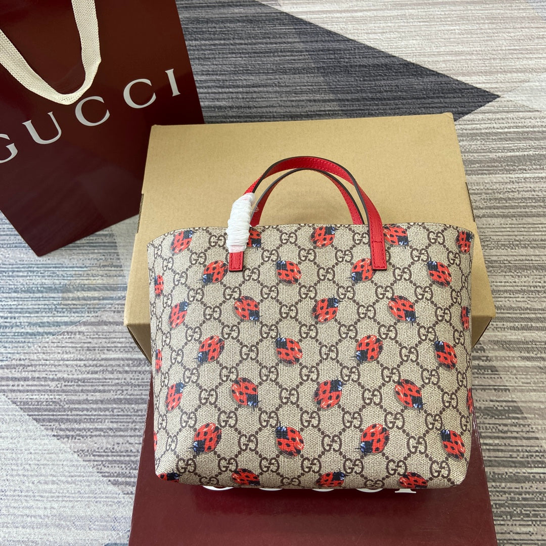 GG Tote Bag 21cm Beige Red Leather Canvas 339642 mysite