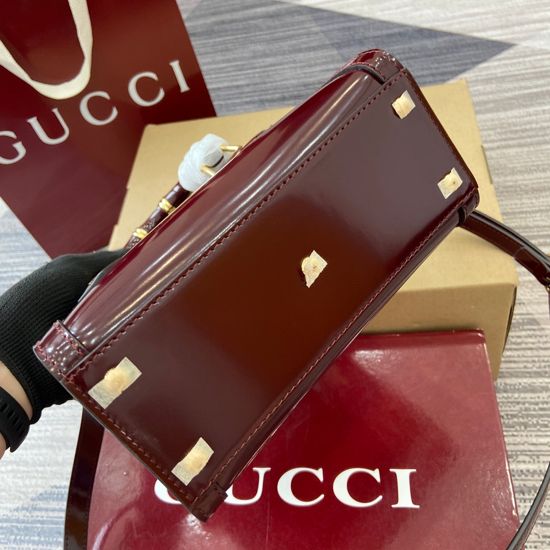 Gucci Bamboo Bag Rosso Ancora Red Leather 339649 mysite