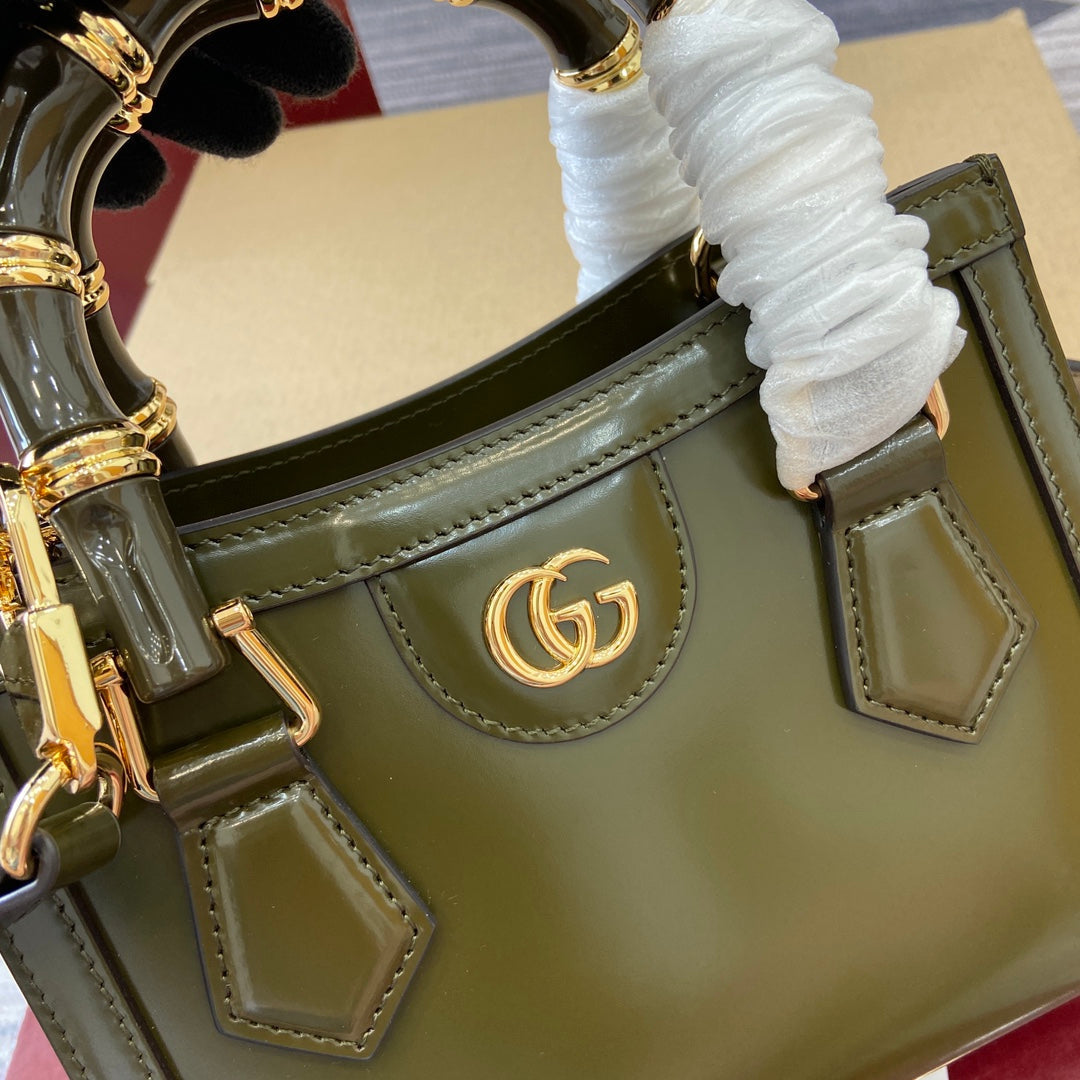 Gucci Bamboo Bag Dark Green Leather 339650 mysite