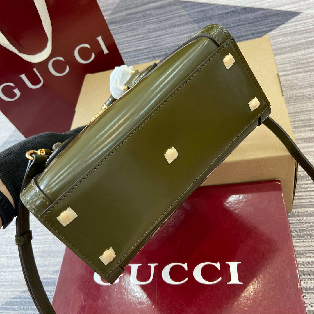 Gucci Bamboo Bag Dark Green Leather 339650 mysite