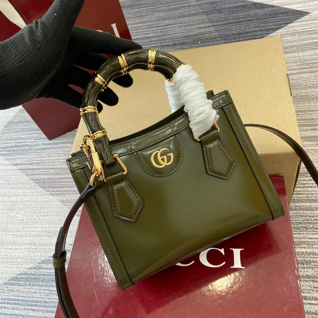 Gucci Bamboo Bag Dark Green Leather 339650 mysite