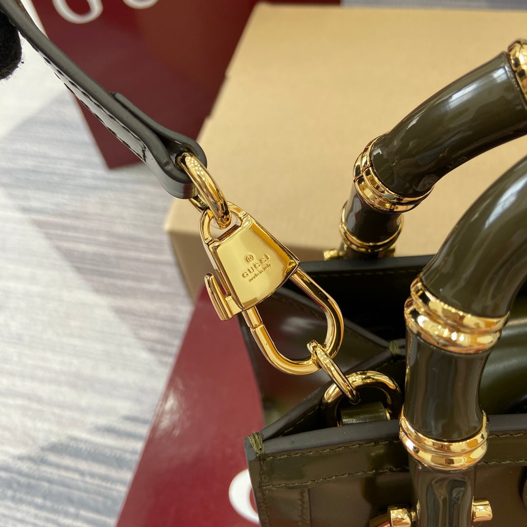 Gucci Bamboo Bag Dark Green Leather 339650 mysite