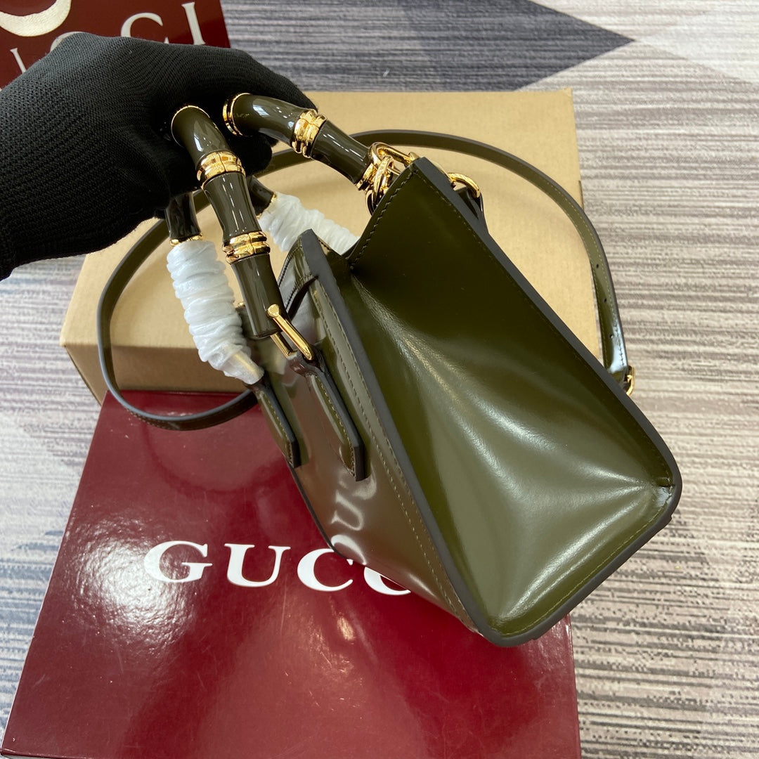 Gucci Bamboo Bag Dark Green Leather 339650 mysite