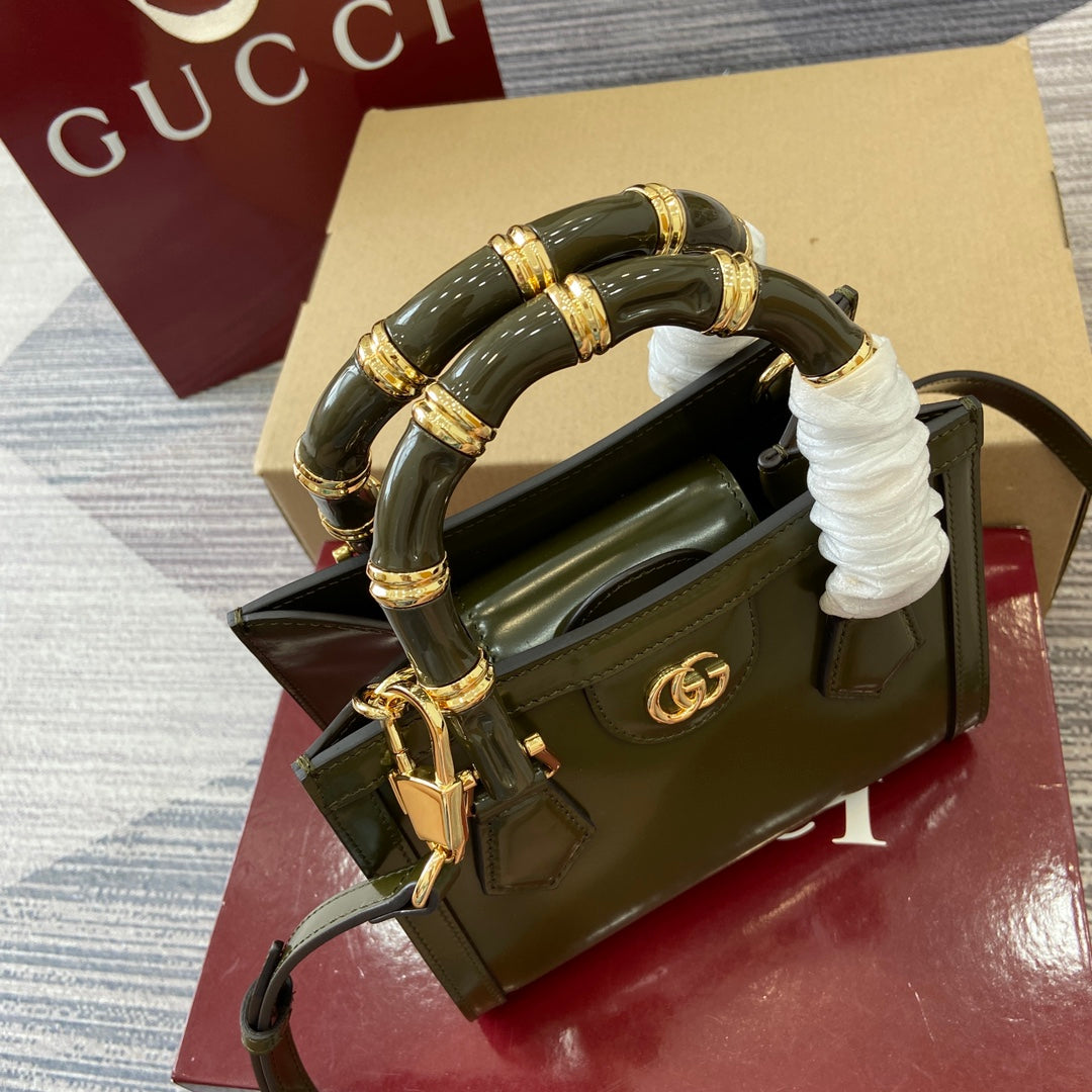 Gucci Bamboo Bag Dark Green Leather 339650 mysite