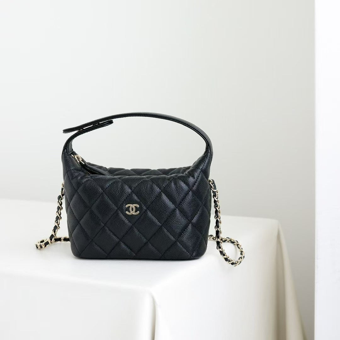 CC 25C Hobo Bag Black Caviar Calfskin Silver Hardware 243623 mysite