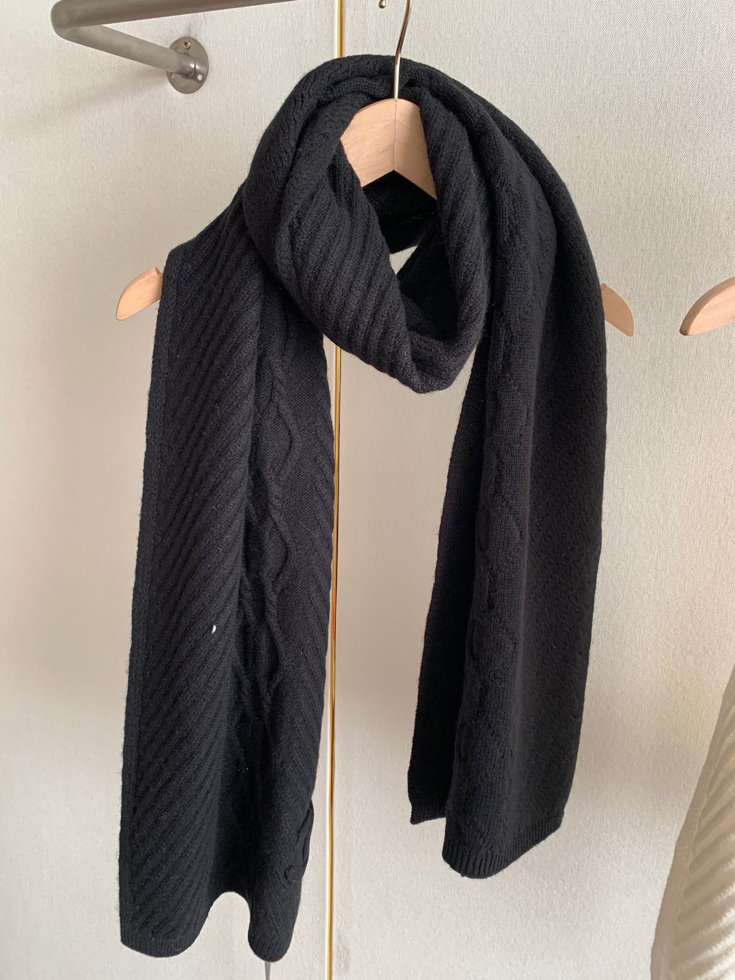 KNIT SCARF 200 CM IN BLACK CASHMERE 392883 mysite
