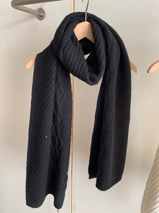 KNIT SCARF 200 CM IN BLACK CASHMERE 392883 mysite