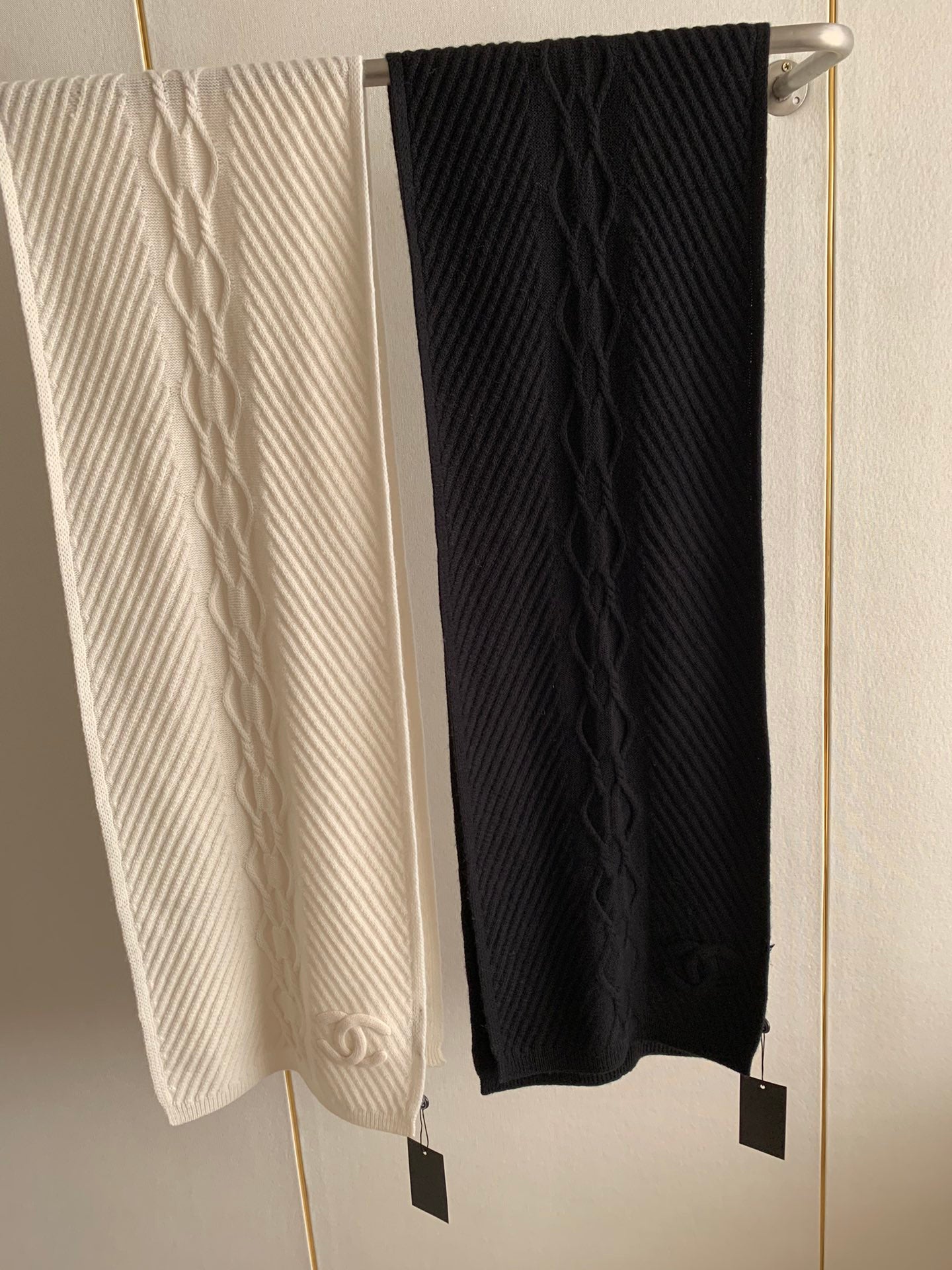 KNIT SCARF 200 CM IN BLACK CASHMERE 392883 mysite
