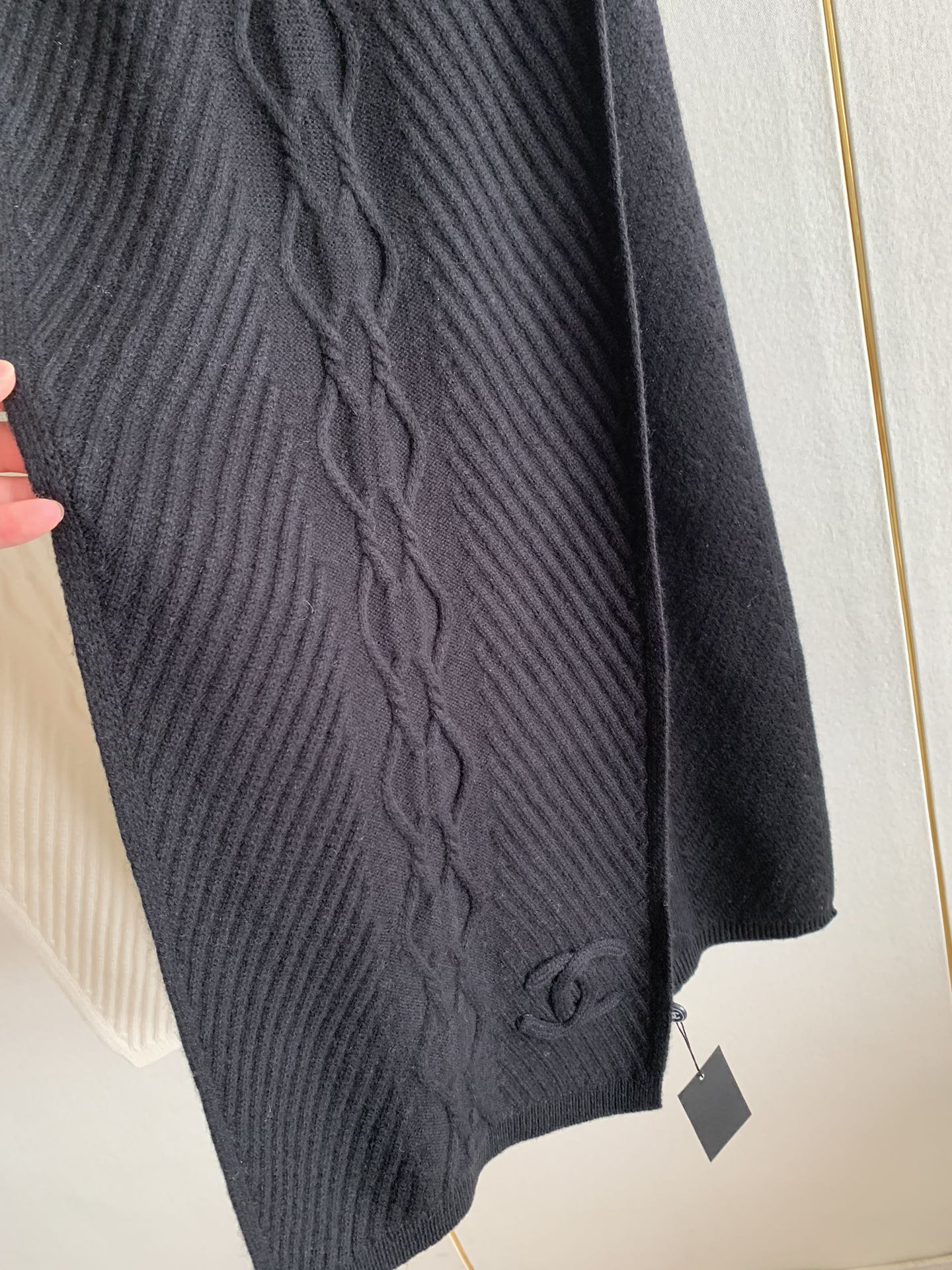 KNIT SCARF 200 CM IN BLACK CASHMERE 392883 mysite