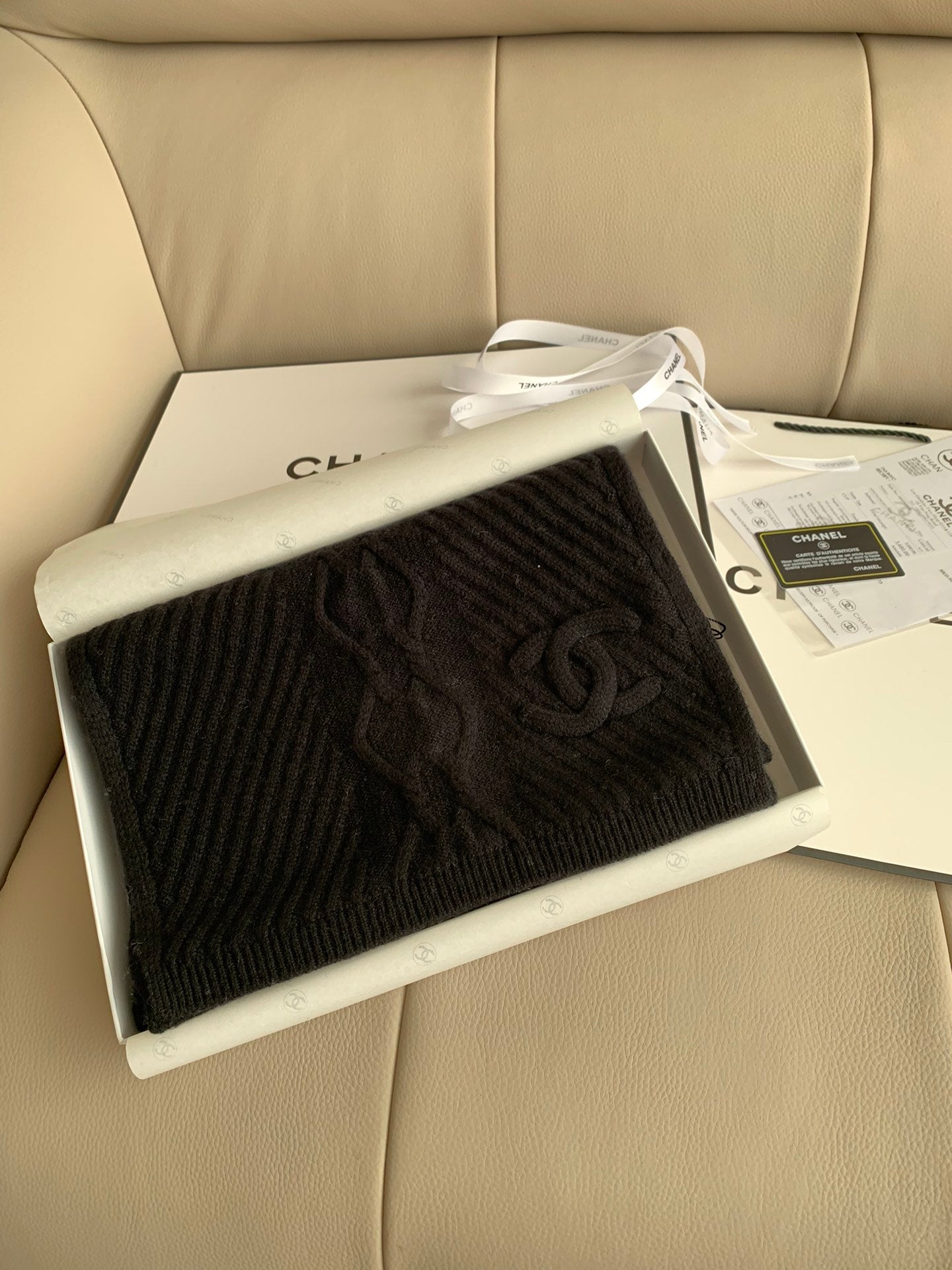 KNIT SCARF 200 CM IN BLACK CASHMERE 392883 mysite