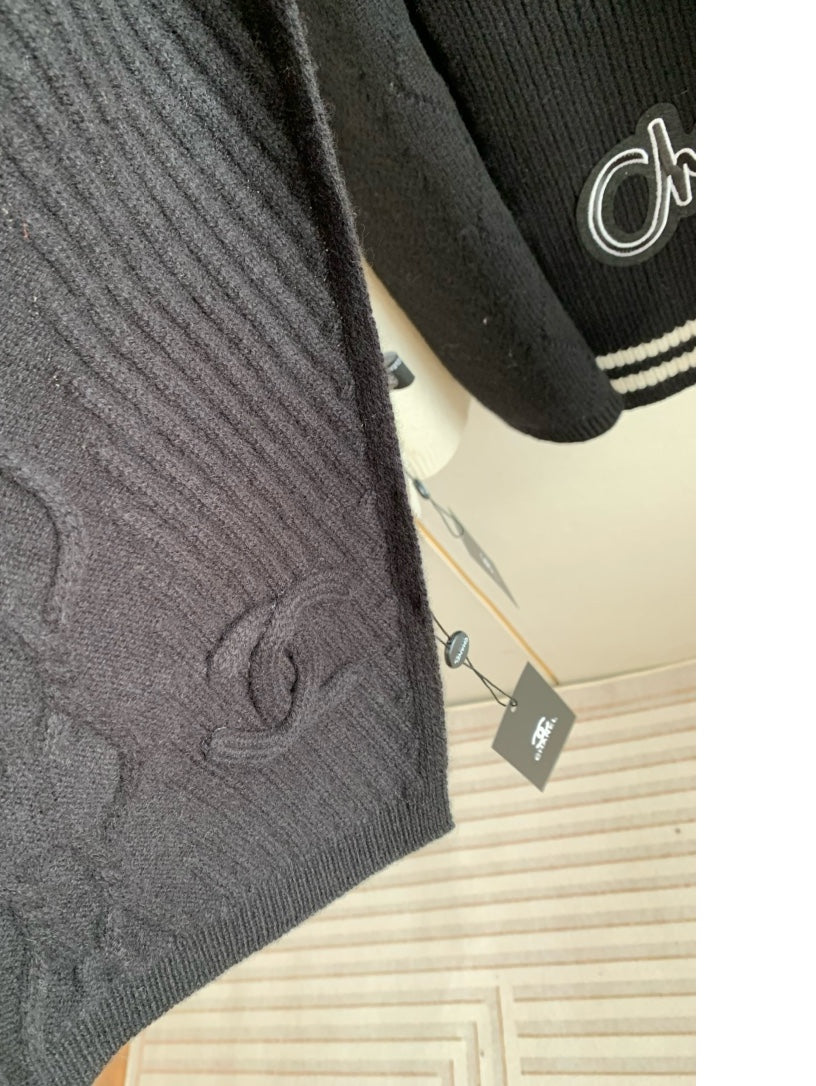 KNIT SCARF 200 CM IN BLACK CASHMERE 392883 mysite