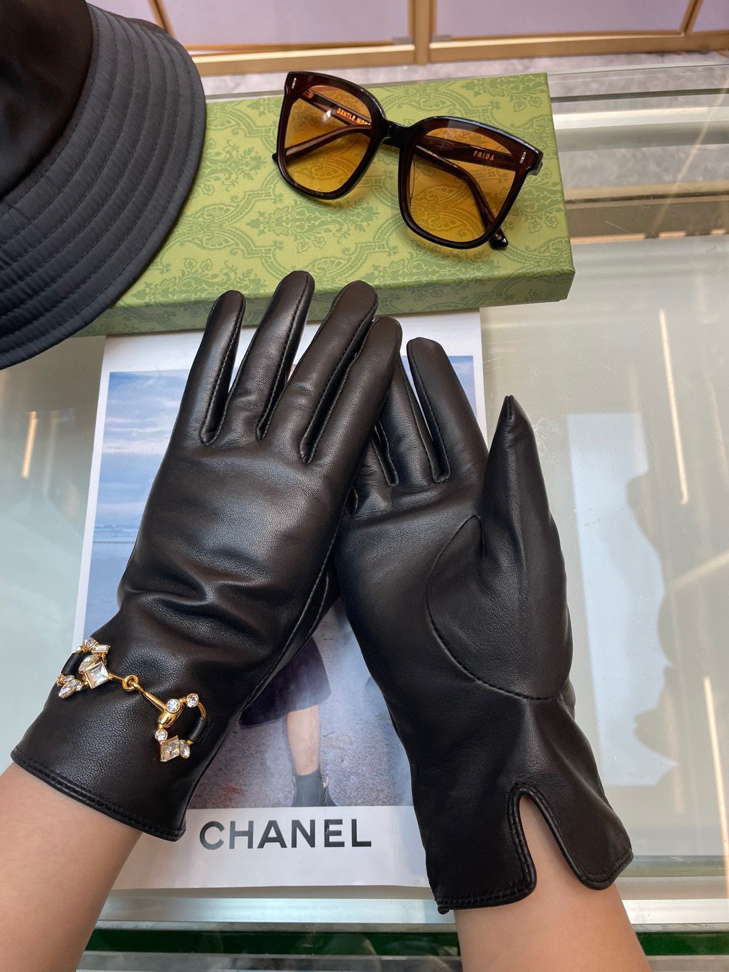 HORSEBIT GLOVES IN BLACK LAMBSKIN WITH CASHMERE LINING 454592 mysite