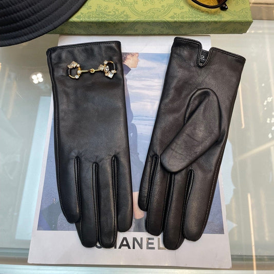 HORSEBIT GLOVES IN BLACK LAMBSKIN WITH CASHMERE LINING 454592 mysite