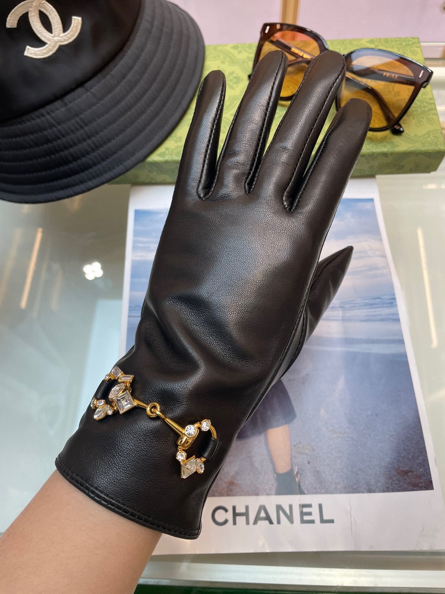 HORSEBIT GLOVES IN BLACK LAMBSKIN WITH CASHMERE LINING 454592 mysite