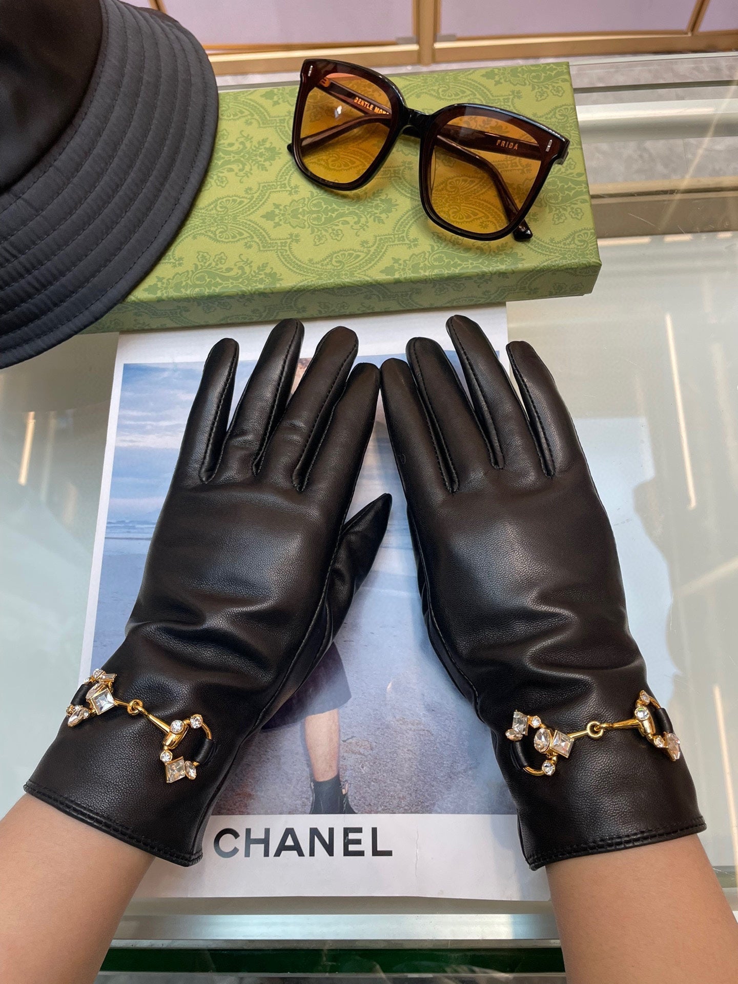 HORSEBIT GLOVES IN BLACK LAMBSKIN WITH CASHMERE LINING 454592 mysite