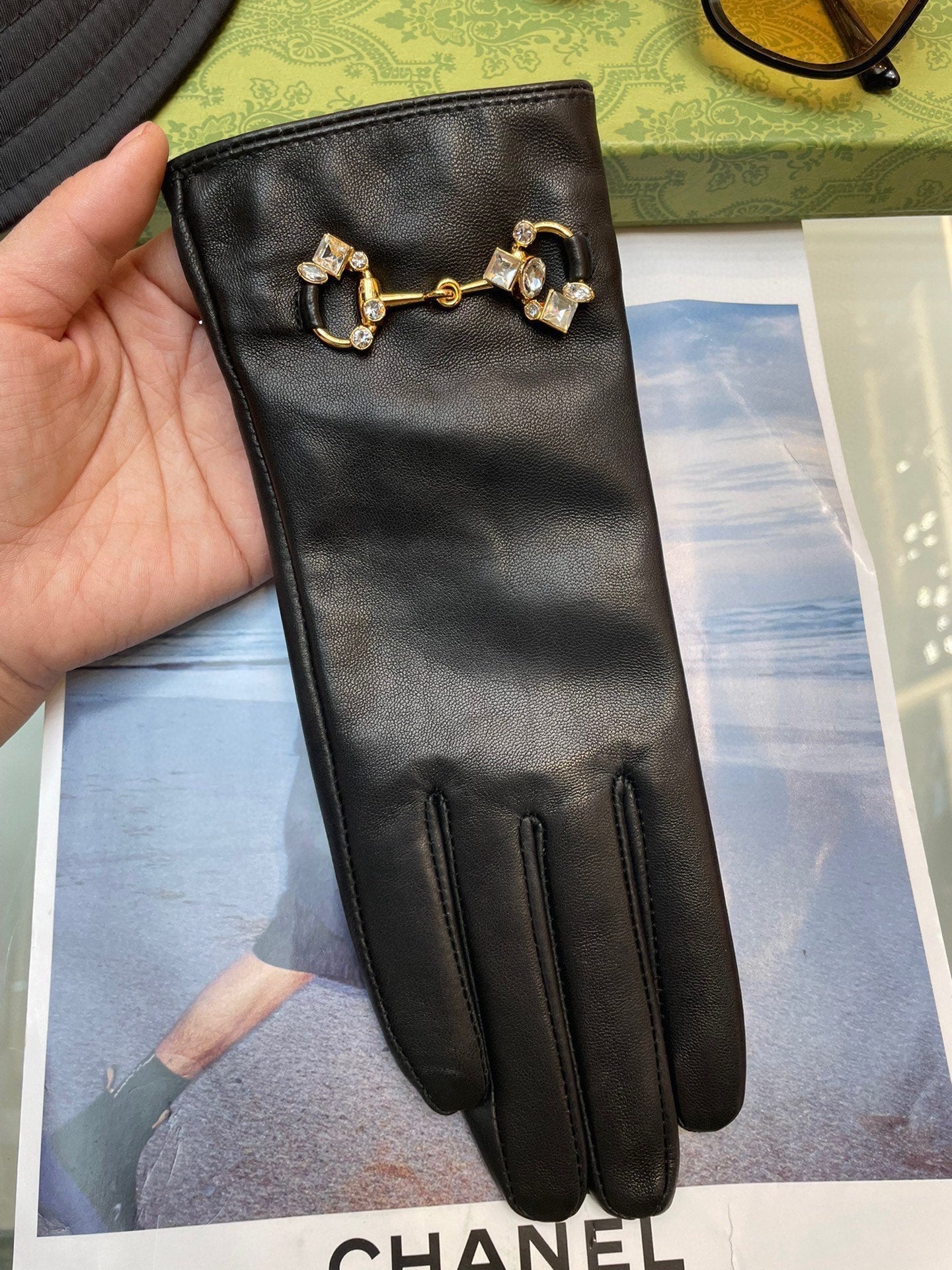 HORSEBIT GLOVES IN BLACK LAMBSKIN WITH CASHMERE LINING 454592 mysite