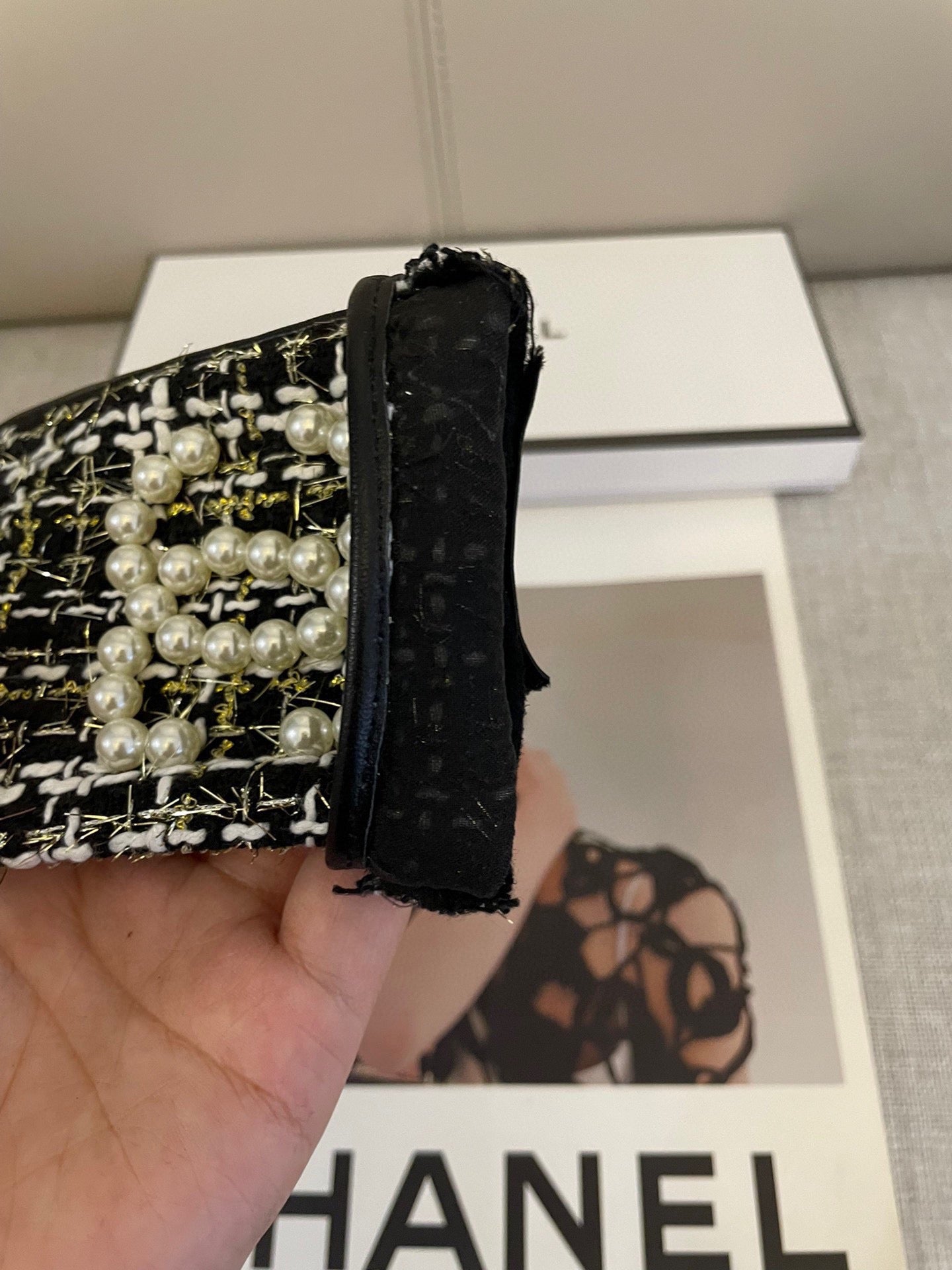 FINGERLESS GLOVES IN BLACK MIX WHITE WOOL TWEED 463847 mysite