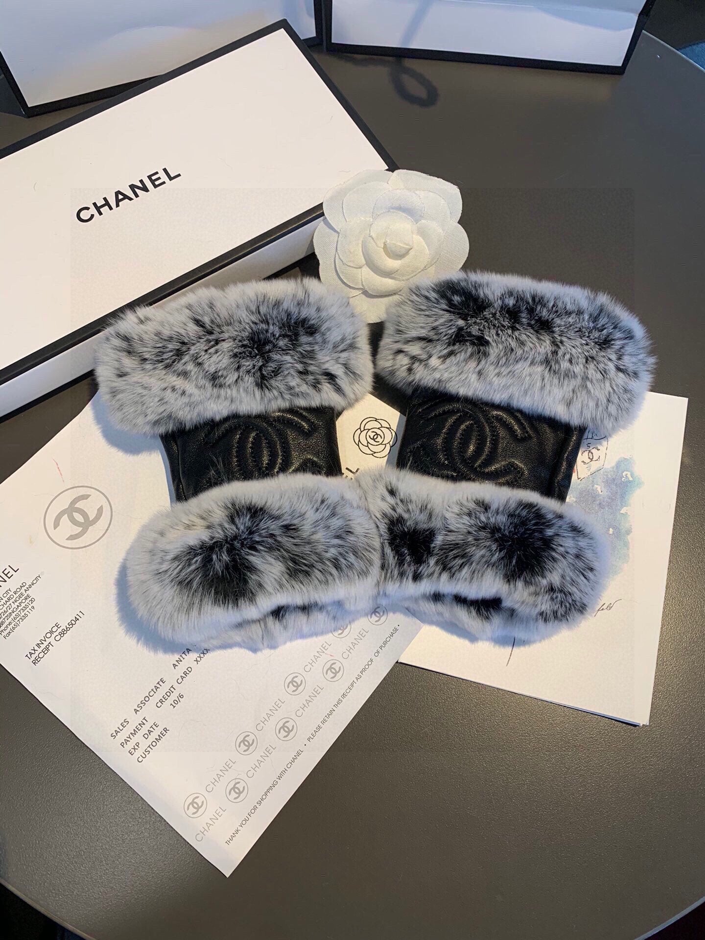 SHORt-STYLE GLOVES IN BLACK SHEEPSKIN AND RABBIT FUR 463852 mysite