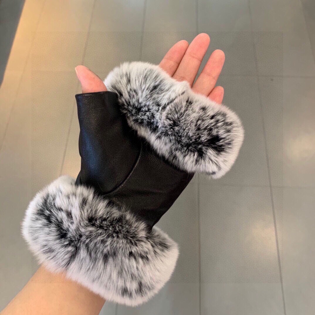 SHORt-STYLE GLOVES IN BLACK SHEEPSKIN AND RABBIT FUR 463852 mysite