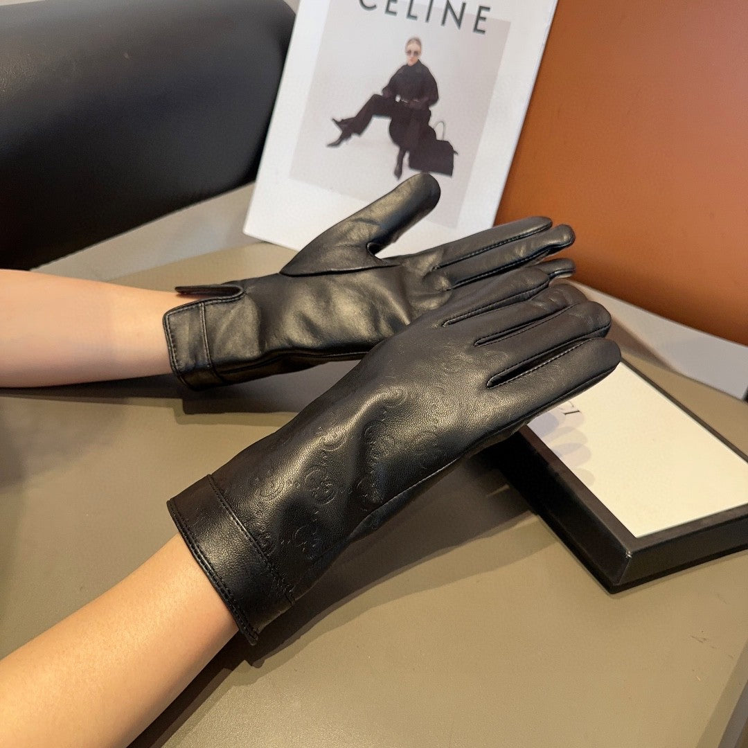 GLOVES IN BLACK EMBOSSED LAMBSKIN 423484 mysite