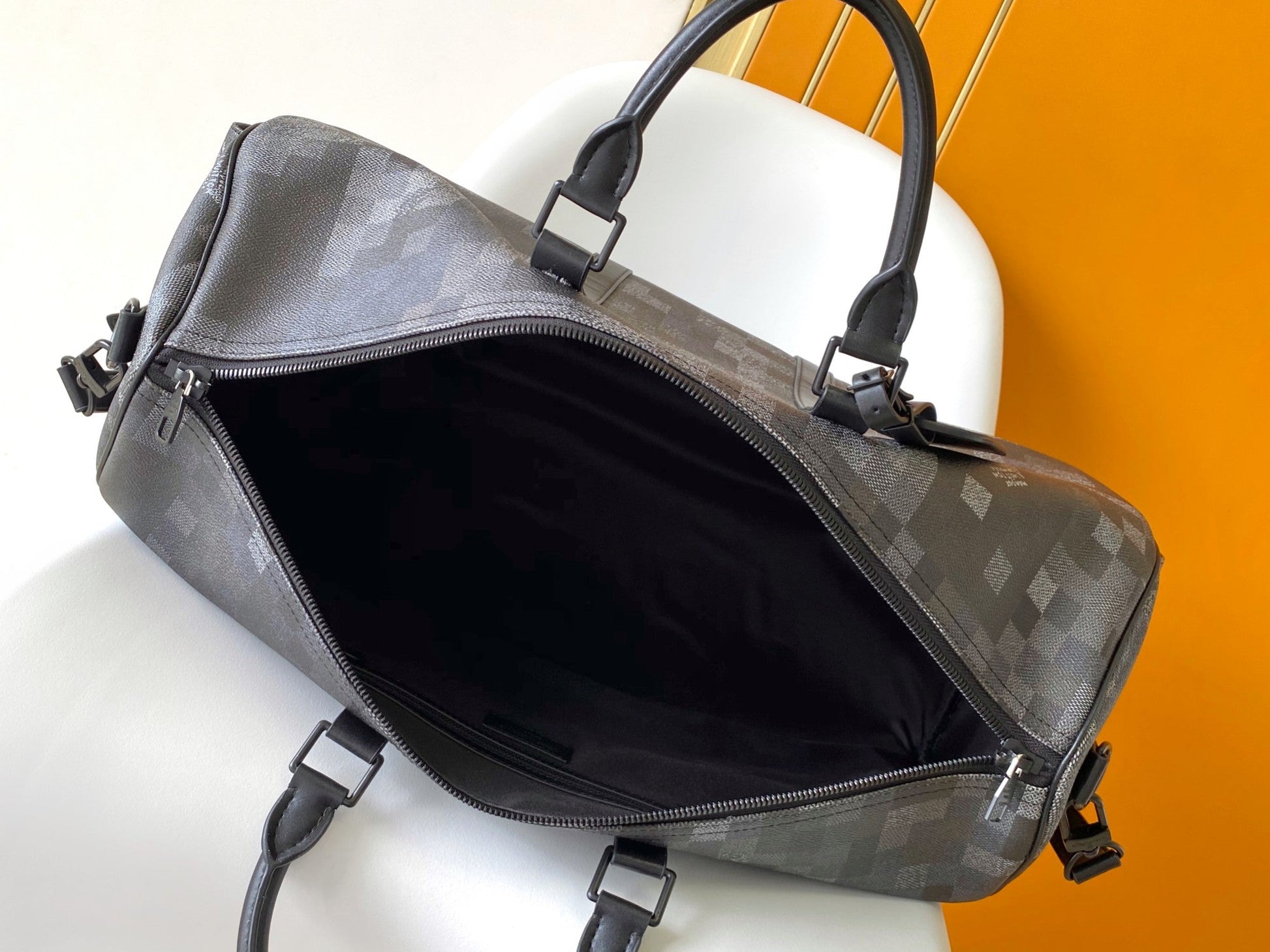 LV Keepall Bandouliere 50 Travel Bag Black Damoflage Canvas mysite