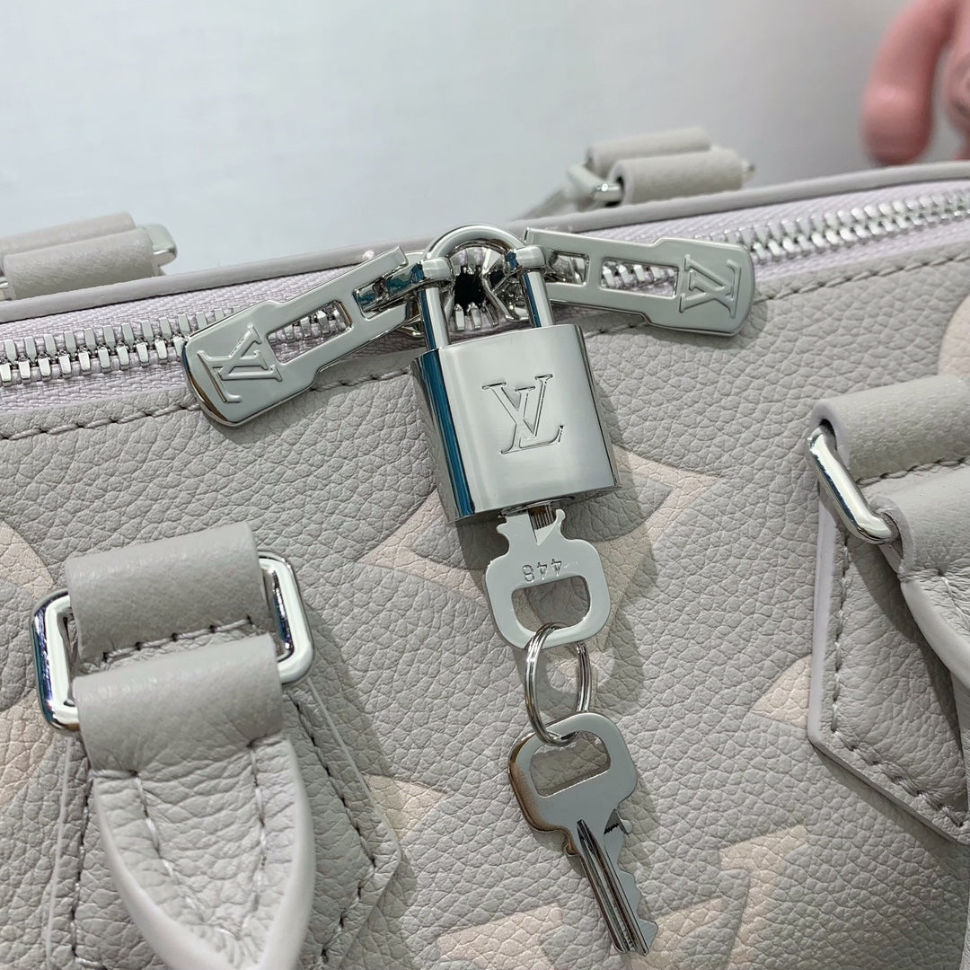 LV Speedy Bandouliere 20 Brume Gray Monogram Empreinte Leather 205495 mysite