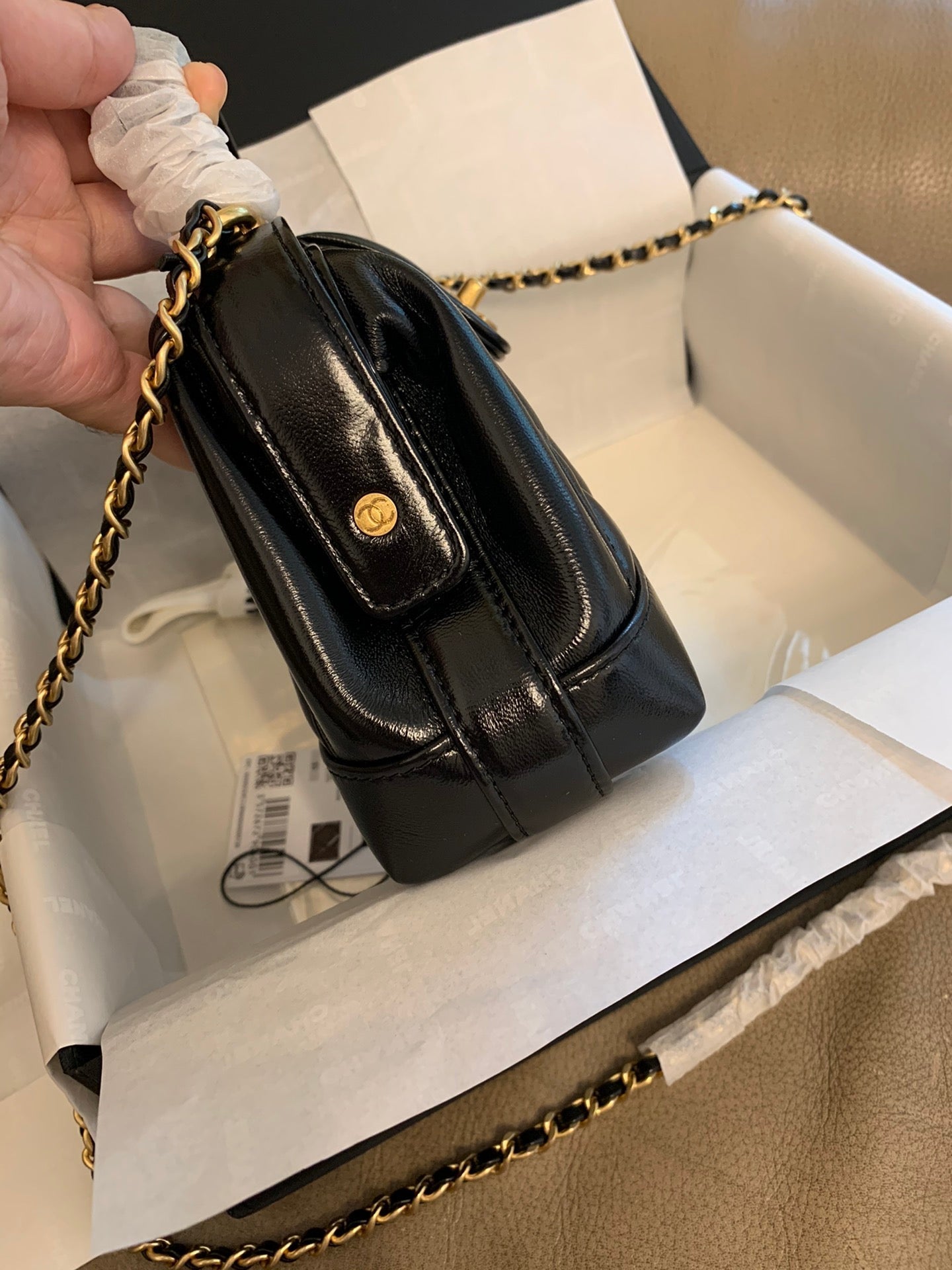 CC 24A 18cm Top Handle Mini Bag Black Lambskin mysite