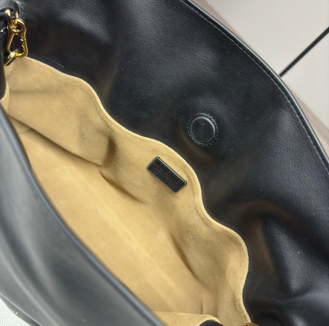 Loew Medium Flamenco Clutch 30cm Black Lambskin mysite