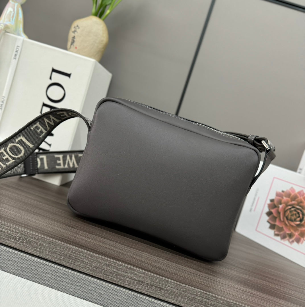 Loewe XS Military Messenger Bag 24.5 Charcoal Grey Cowhide mysite