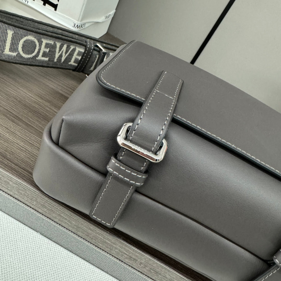 Loewe XS Military Messenger Bag 24.5 Charcoal Grey Cowhide mysite