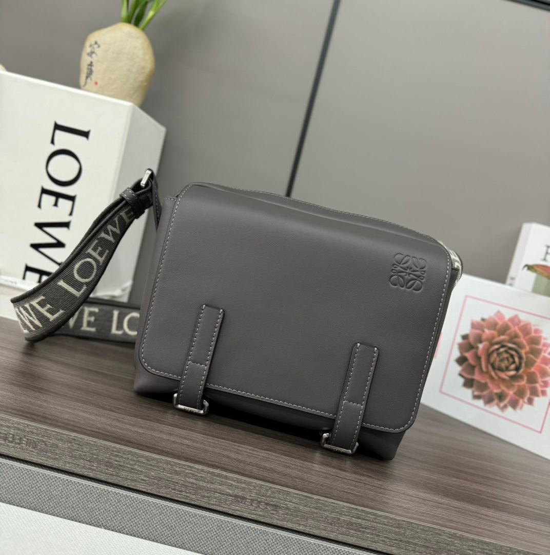 Loewe XS Military Messenger Bag 24.5 Charcoal Grey Cowhide mysite