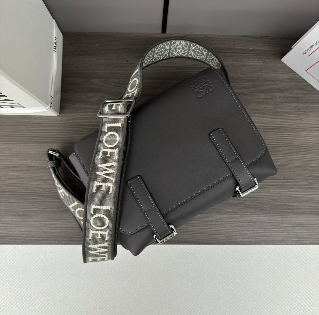 Loewe XS Military Messenger Bag 24.5 Charcoal Grey Cowhide mysite