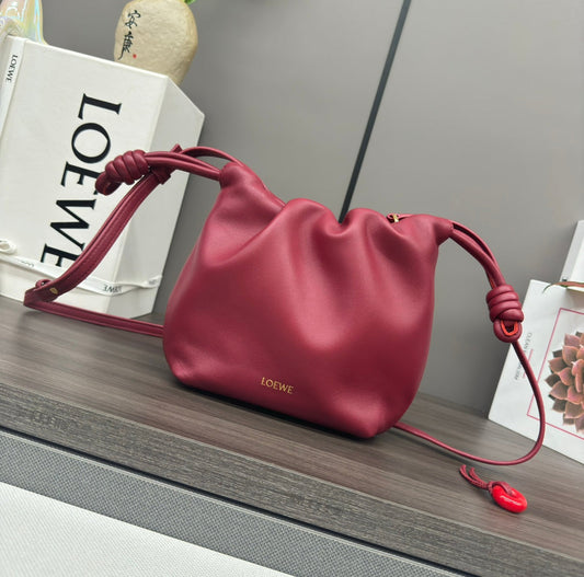 LOE 23 FLAMENCO PURSE BUCKET IN RED PINK LAMBSKIN mysite