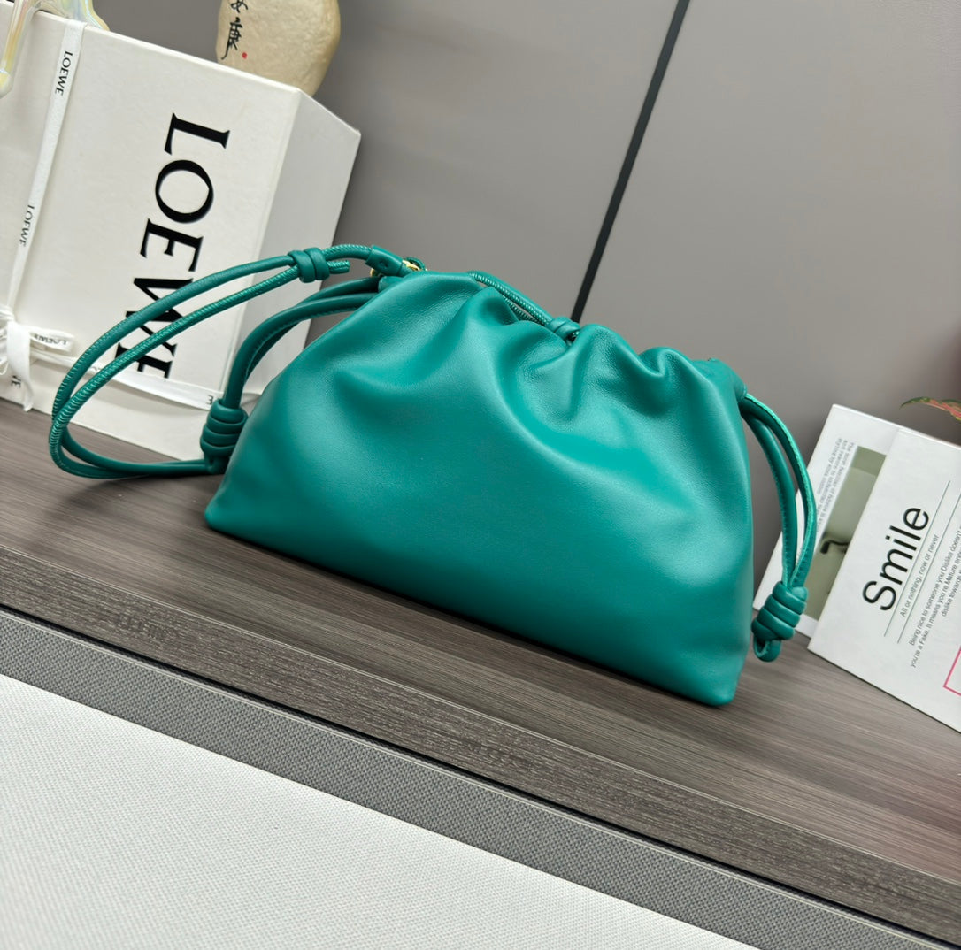 LOE MEDIUM 30 FLAMENCO PURSE BUCKET IN TEAL GREEN LAMBSKIN mysite