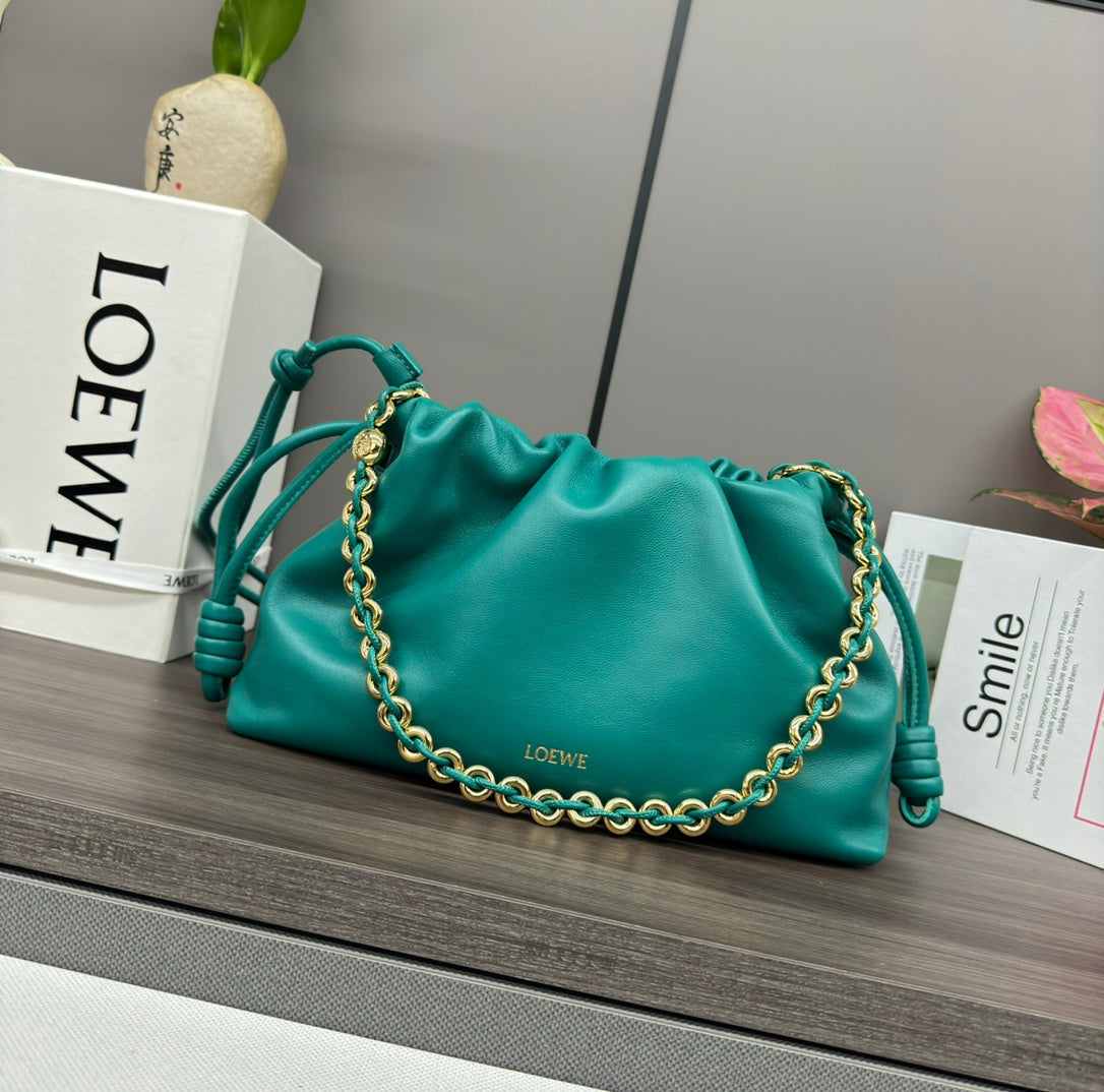 LOE MEDIUM 30 FLAMENCO PURSE BUCKET IN TEAL GREEN LAMBSKIN mysite