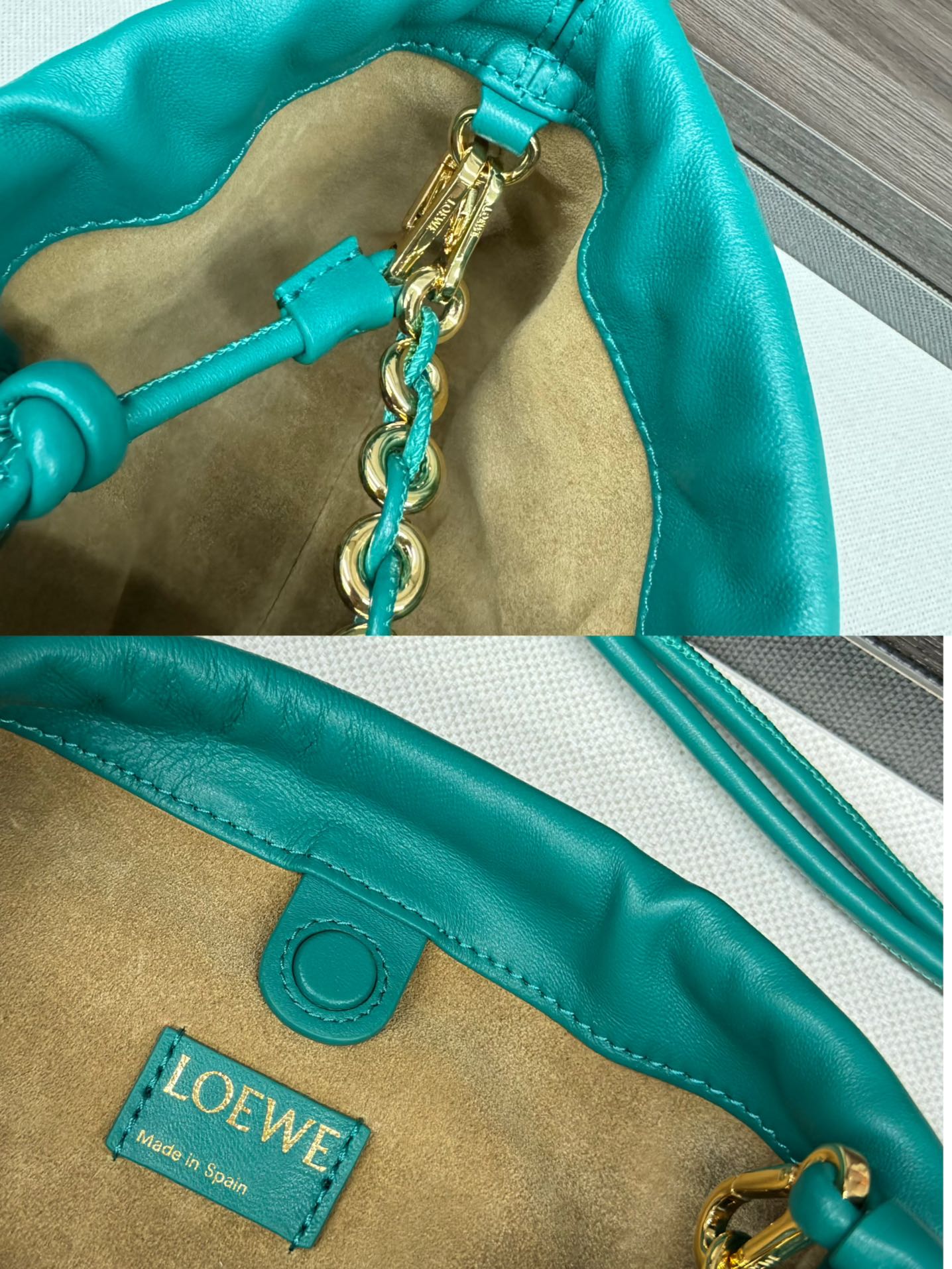 LOE MEDIUM 30 FLAMENCO PURSE BUCKET IN TEAL GREEN LAMBSKIN mysite