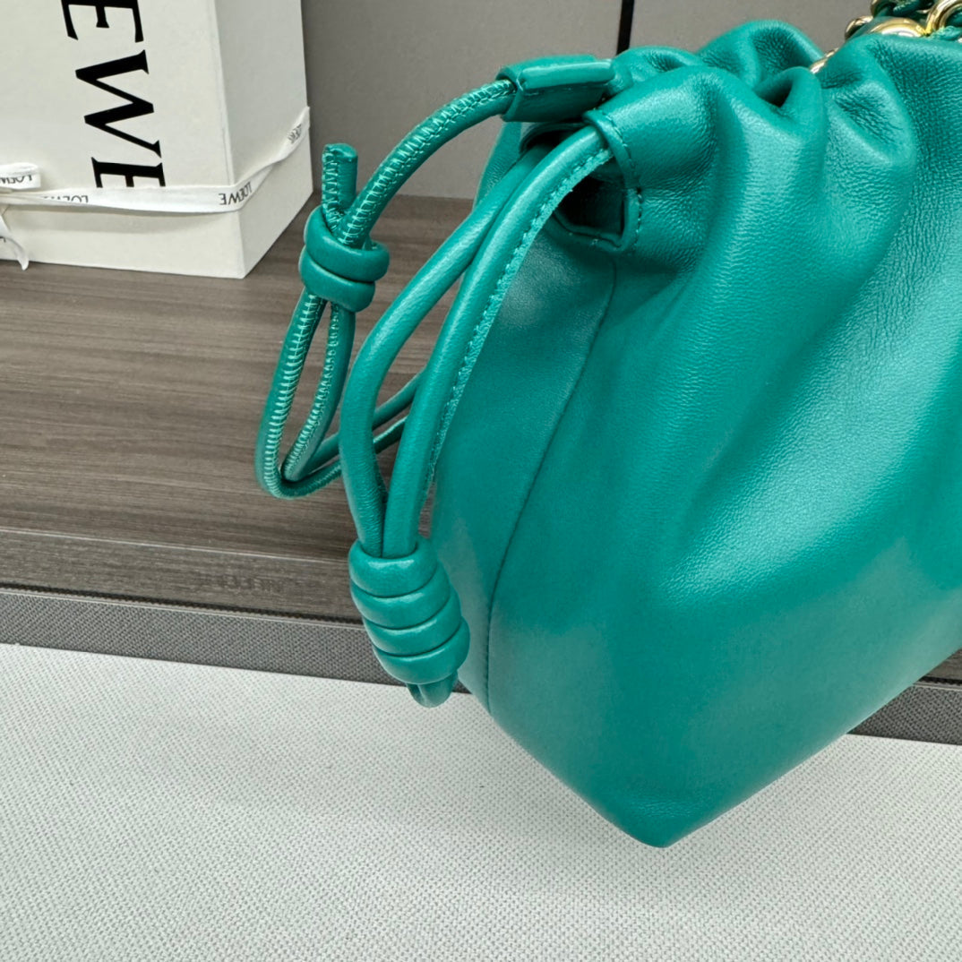 LOE MEDIUM 30 FLAMENCO PURSE BUCKET IN TEAL GREEN LAMBSKIN mysite